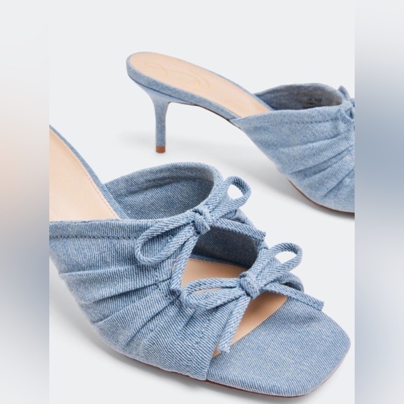 Sam Edelman Pia in Blue Denim Slip On Kitten Heel Sandals - NWT - Picture 3 of 13